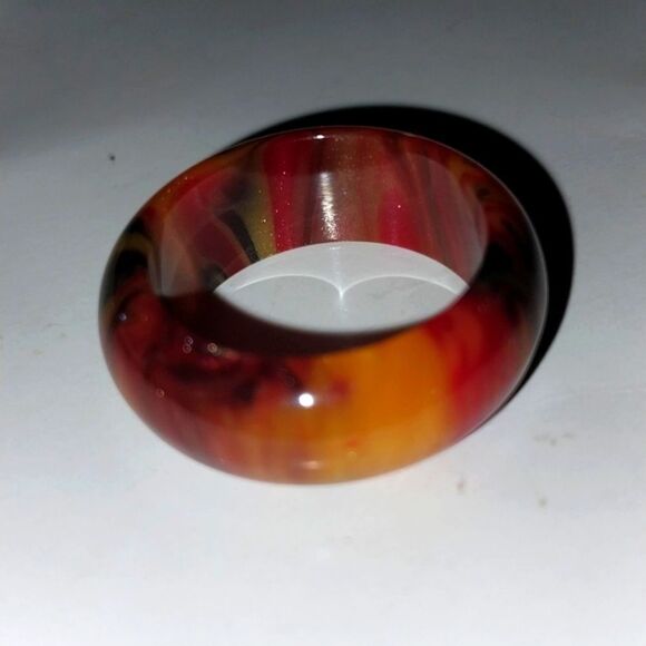 Unisex Red Galaxy Resin Ring Band sz 6 - Picture 3 of 5